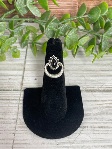 Black Onyx SZ 5 Sterling Silver Ring