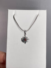 Load image into Gallery viewer, Garnet Lotus Sterling Silver Pendant