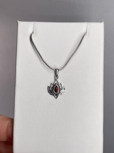 Garnet Lotus Sterling Silver Pendant