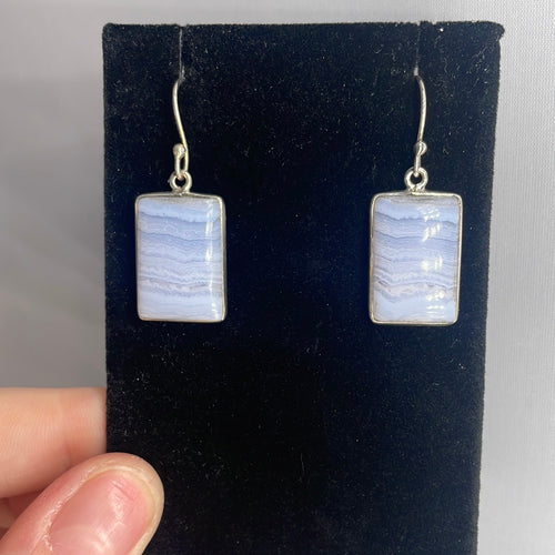 Blue Lace Agate Sterling Silver Earrings