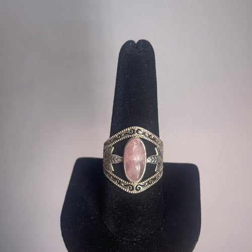 Rose Quartz Size 10 Sterling Silver Ring