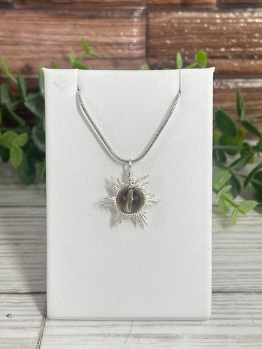 Smoky Quartz Star/Snowflake Wire-Wrapped Pendant