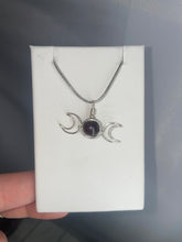 Load image into Gallery viewer, Garnet Triple Moon Wire-Wrapped Pendant