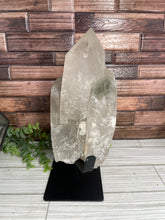 Load image into Gallery viewer, Clear Quartz With Chlorite Cluster/Point On Metal Stand