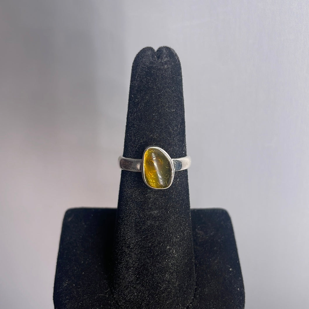 Amber Size 6 Sterling Silver Ring