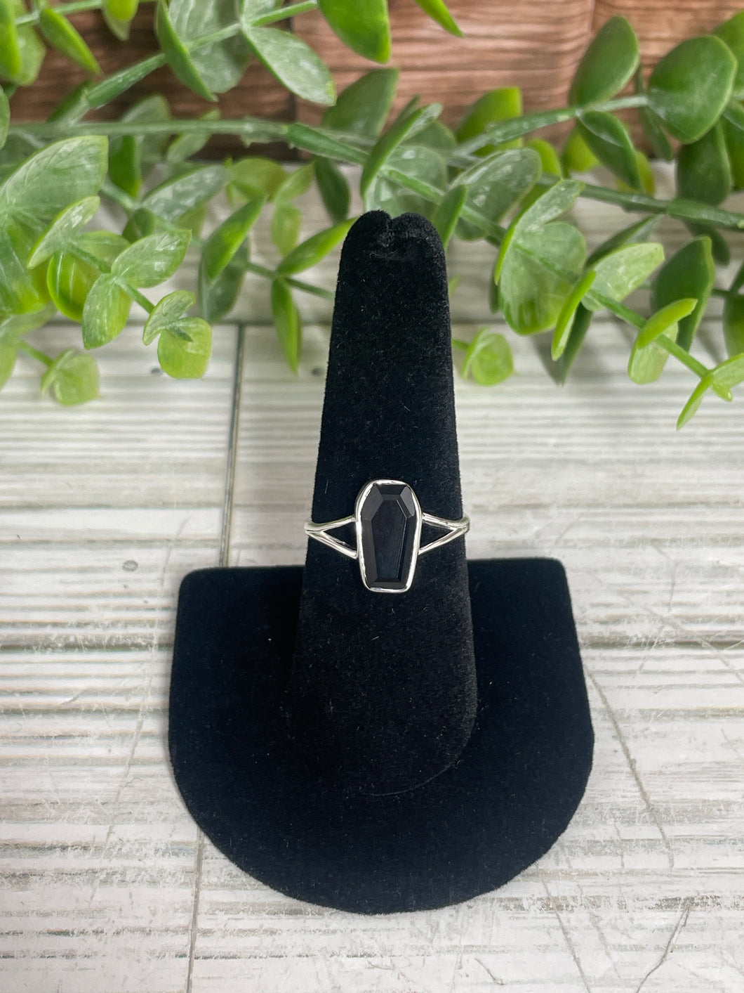 Black Onyx SZ 8 Sterling Silver Ring