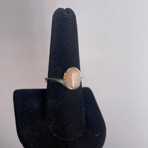 Peach Moonstone Size 8 Sterling Silver Ring