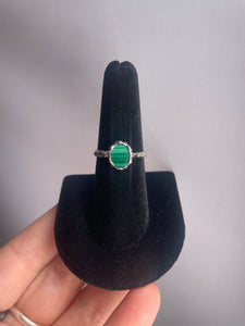 Malachite SZ 7 Hammered Sterling Silver Ring