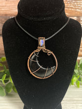 Load image into Gallery viewer, Black Onyx &amp; Ethiopian Opal Wire-Wrapped Moon Pendant