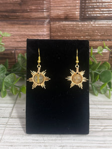 Golden Healer Wire-Wrapped Star/Sun Earrings