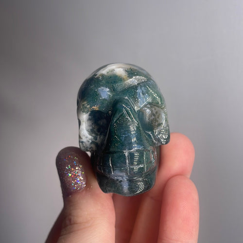 Moss Agate Skull