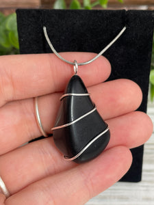 Obsidian Wire-Wrapped Pendant