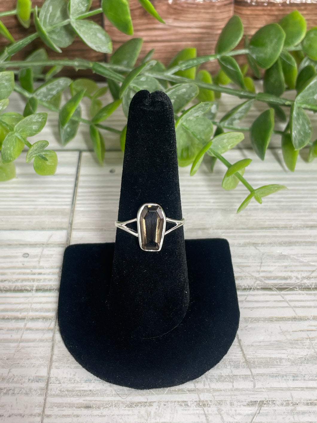 Smoky Quartz SZ 8 Sterling Silver Ring