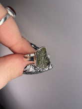 Load image into Gallery viewer, Moldavite SZ 6 Sterling Silver Ring