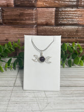 Load image into Gallery viewer, Garnet Triple Moon Wire-Wrapped Pendant