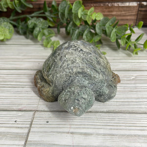 Moss Agate Turtle Carving