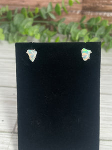 Ethiopian Opal Sterling Silver Stud Earrings