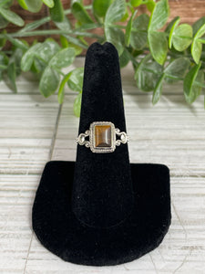 Tiger Eye Size 8 Sterling Silver Ring