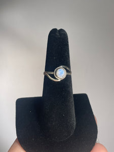 Rainbow Moonstone SZ 6 Sterling Silver Ring