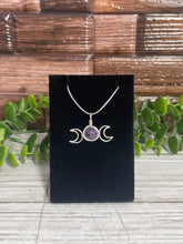 Load image into Gallery viewer, Lepidolite Triple Moon Wire-Wrapped Pendant