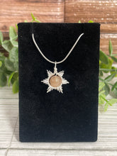 Load image into Gallery viewer, Sunstone Star/Snowflake Wire-Wrapped Pendant