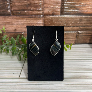 Blue Tiger Eye Sterling Silver Earrings