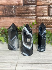 Dye Enhanced Black Agate Tower