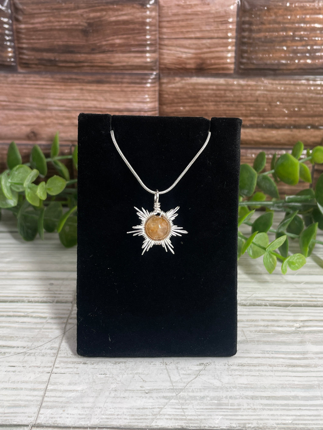 Golden Healer Star/Snowflake Wire-Wrapped Pendant