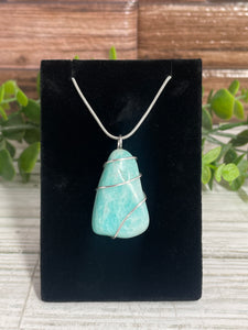 Amazonite Wire-Wrapped Pendant