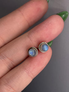 Rainbow Moonstone Sterling Silver Studs