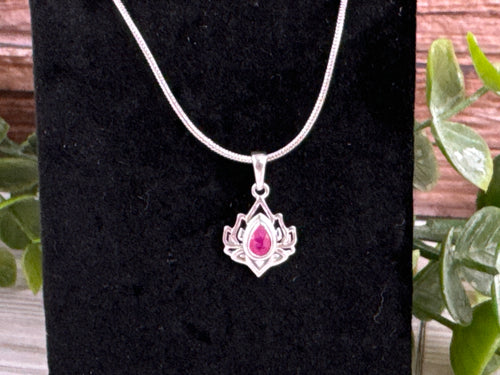 Ruby Sterling Silver Lotus Pendant