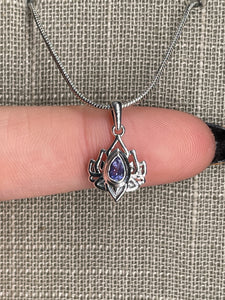 Tanzanite Lotus Sterling Silver Pendant