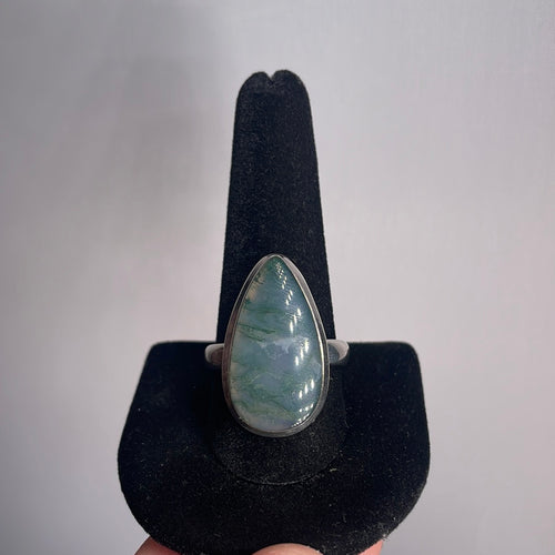 Moss Agate Size 12 Sterling Silver Ring