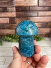 Load image into Gallery viewer, Blue Apatite Mushroom Carving