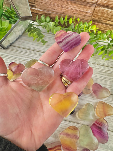 Rainbow Fluorite Mini Heart