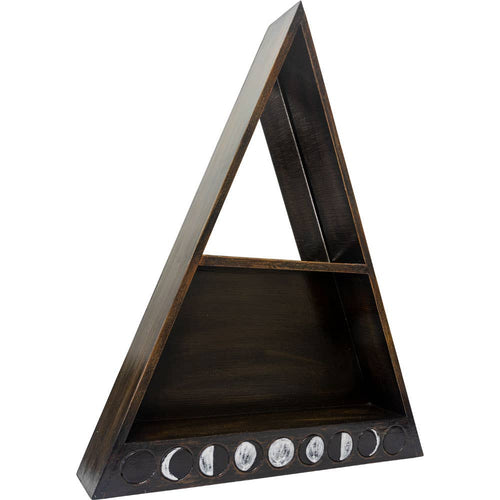 Moon Phase Wooden Altar Shelf With Mirror