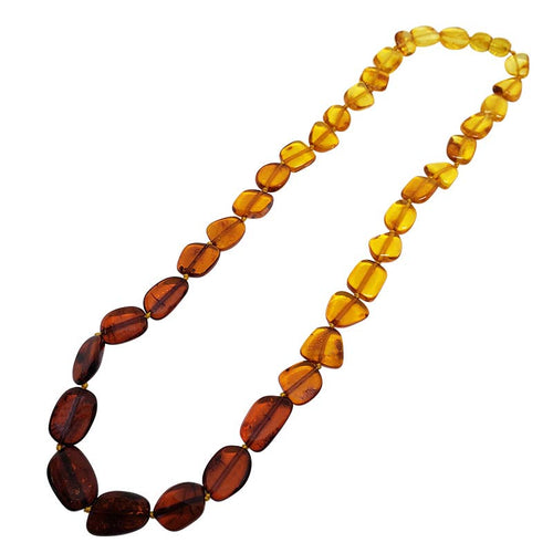 Multi-Color Amber Rainbow Beaded Necklace