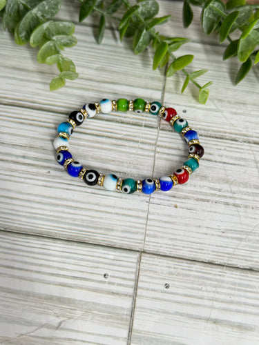 Multi Colored Evil Eye Stretch Bracelet