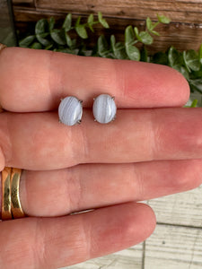 Blue Lace Agate Studs