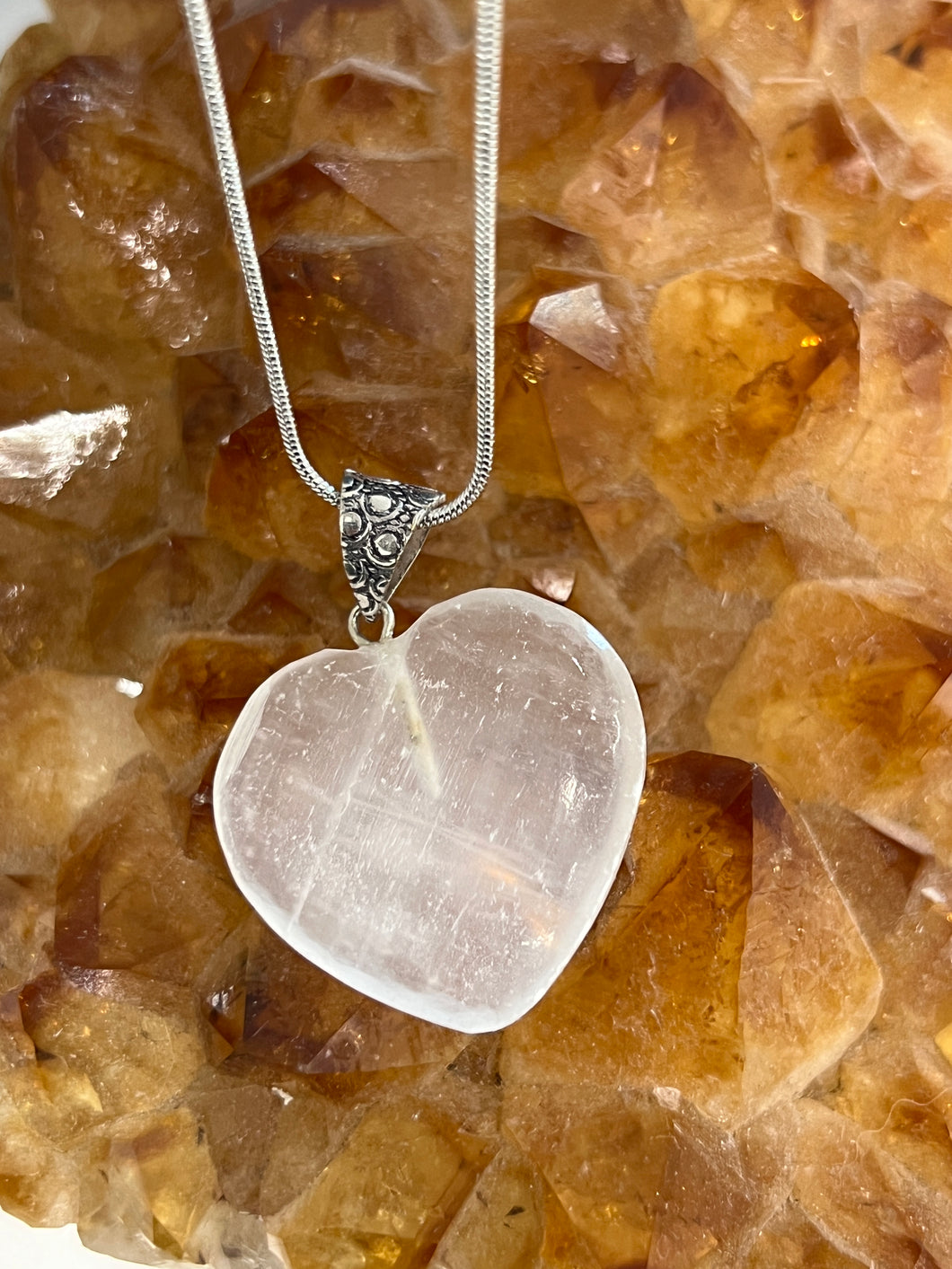 Selenite Heart Necklace