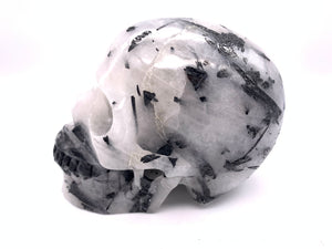 Black Tourmaline and Quartz Skull