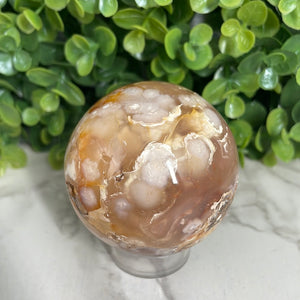 Carnelian And Flower Agate Sphere