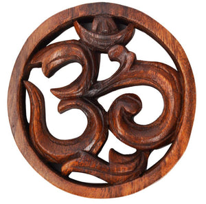 Round Wood Om Plaque