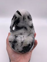 Load image into Gallery viewer, Black Tourmaline and Quartz Skull