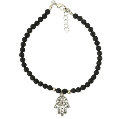 Lava Bead Hamsa Anklet